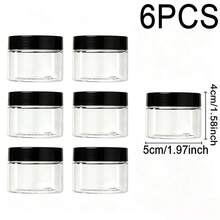 6pcs Small Travel Refillable Containers, Transparent Plastic Jars, Reusable Plastic Storage Containers, Round Plastic Jars, Kitchen Home Storage Containers, Black/White/Clear Screw Cap Sample Jars, 4 Sizes, Makeup Sample Dispenser Boxes - View 15