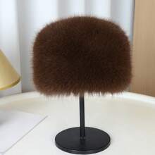 1PC Solid Color Polyester Faux Fur Oversized Head Circumference Long Hair Flat Top Mongolian Hat Winter Faux Fur Patchwork Fur Hat Autumn/Winter - 1pc - View 12