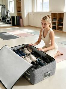 1PC,Sports Duffle Storage Bag, Large Capacity Gym Equipment Organizer Bag, Foldable Workout Gear Storage Tote For Yoga Mat, Dumbbells, Sport Clothes, Travel & Home Gym Use - Grey - View 2