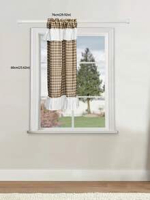 1pc Brown Plaid Ruffle Short Curtain, Rod Pocket Soft Light Semi-Sheer Curtain, American Country Style Window Curtain, Cafe Atmosphere Curtain, Suitable For Kitchen, Cabinet, Bedroom Home Decor, Living Room Decor - Brown - View 11
