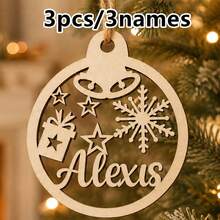 Custom Wooden Name Christmas Ornament, Personalized Rustic Tree Hanging Decor, Customized Holiday Party Decoration, Customizable Winter Keepsake, Farmhouse Xmas Tree Decor, Secret Santa Gift For Home, Christmas Tree Ornaments, Christmas Decoration - Multicolor - View 13