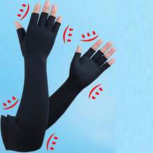 1Pair Long Compression Gloves, Arm & Hand Compression Gloves, Hand Support Sleeves For Carpal Tunnel, Hand Support - Black - View 7