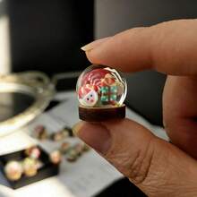 Christmas Mini Snow Globe Ornament 2.3*1.6 CM,Clear Resin Sphere With Wooden Base,Xmas Gingerbread Man Tree Snowflake Candy Decor Inside,Random Pattern,Desktop Tabletop Decoration,Holiday Gift For Home Party - Multicolor - View 10