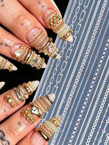 1pc 3D Chain Nail Silicone Mold Multiple Chain Design Nail Template For DIY Y2K Punk Jewelry Nail Art Decoration Manicure Tools - Clear - View 3