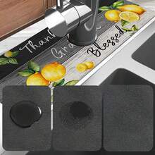 1pc Lemon Pattern, Sink Faucet Absorbent Mat, Drainage Mat, Suitable For Kitchen, Bathroom Sink, Countertop, Drainage Mat, Diatomaceous Earth Material, Trimmable, Quick-Dry Mat - Multicolor - View 9