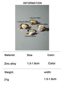4pcs/Set Minimalist Fashion Alloy Asymmetric Baroque Resin Faux Pearl Multi-Combination Ring Set, Suitable For Women's Daily Commute, Date Outfits, Jewelry Gift - 31066-ring-g-eP - View 13