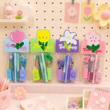 1 Set Floral Stationery Set Macaron Correction Tape Highly Attractive Portable Student Learning Supplies Set - Multicolor - View 2