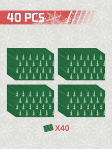 1/4p/6pcs Christmas Table Decor Placemats With Pine Tree Elements, Heat Resistant Faux Linen Polyester Fiber Material, Rectangular Washable Table Mats, Suitable For Home Dinner, Coffee Table, Durable Kitchen And Dining Room Decoration, Party And Scene Decor, Home Decor - Multicolor - View 17