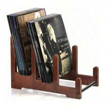 1 Piece Solid Wood Record Holder, Vinyl Record Storage, Holds 60 Vinyl Record Display Racks, Wooden Album Storage For Vinyl Record Albums, Magazine Files - Multicolor - View 3