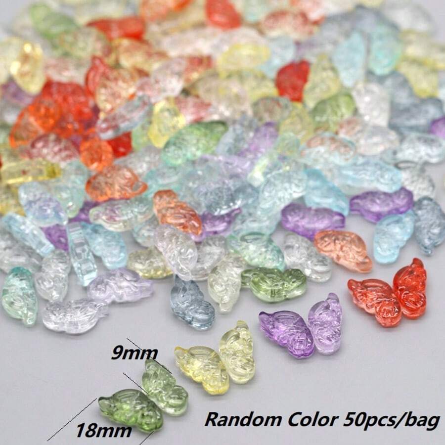 50顆 9x18mm 蝴蝶翼玻璃珠，適用於珠寶手工製作