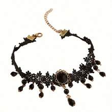 1pc Gothic Style Black Tassel Lace Short Necklace Choker For Women, Suitable For Vacation, Party, Daily Wear, Halloween Costume Accessory - Gothic Necklace - View 9