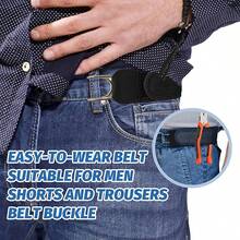 1pc Buckle‑Free Invisible Elastic Men's Belt With Tactical Metal Hook, Adjustable Stylish Waistband Fixation Accessory, Comfortable For Daily Commuting And Outdoor Use, Great Wearable Supply For Daily Outfit And Christmas Holiday Matching - Multicolor - View 7
