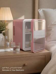 SMEGGEMS 4L Mini Skincare Fridge With Adjustable LED Light Mirror, Dual Cooling And Heating, Portable Mini Refrigerator For Cosmetics And Food, Suitable For Bedroom, Office And Car Use - White - View 3
