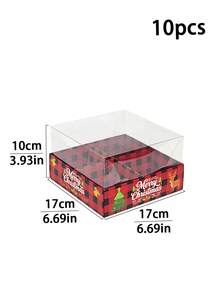 1pc/4pcs/10pcs Christmas Style 4-Compartment Box With Lid, Independent Partition Storage, Suitable For Macarons, Cookies, Candies, Private Baking Packaging - View 10