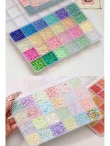 Small Cream Glass Beads Handmade Kit, Approx. 240pcs/Compartment, DIY Necklace Bracelet Phone Chain Decorative Accessories - Multicolor - View 5