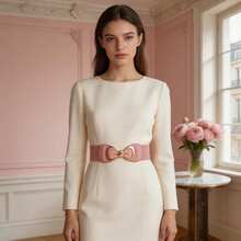 Pink Bowknot Decor Wide Elastic Waist Belt, Women's Cincher Belt For Dresses & Coats - White - View 10