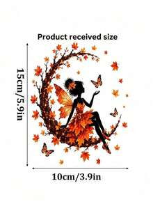 1pc Autumn Leaf Dancer Silhouette Window Sticker, Glue-Free PVC Static Cling, Creative Aesthetic Maple Leaf & Butterfly Glass Decal, Autumn Atmosphere Art Window Sticker - Multicolor - View 11
