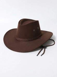 1pc Unisex Western Cowboy Hat, Sun Protection Jazz Hat, Suitable For UK Summer Sunshade, Outdoor Activities, Horse Riding, Resting, Party, Photography, Foldable And Portable - Three-rope Cowboy Hat - View 4