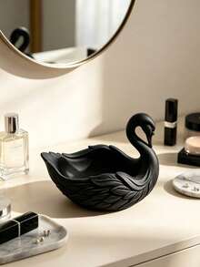 Swan Shaped Jewelry Tray, Matte White Resin Decorative Small Dish, Elegant Desktop Organizer, Suitable For Rings, Earrings, Necklaces - Multicolor - View 5