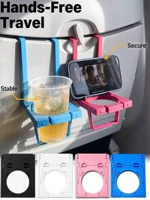2合1可折疊支架與手機架，飲料托盤配件，適用於大多數飛機座椅托盤，適合放置手機/罐裝飲料/杯子 - 彩色 - 查看 1