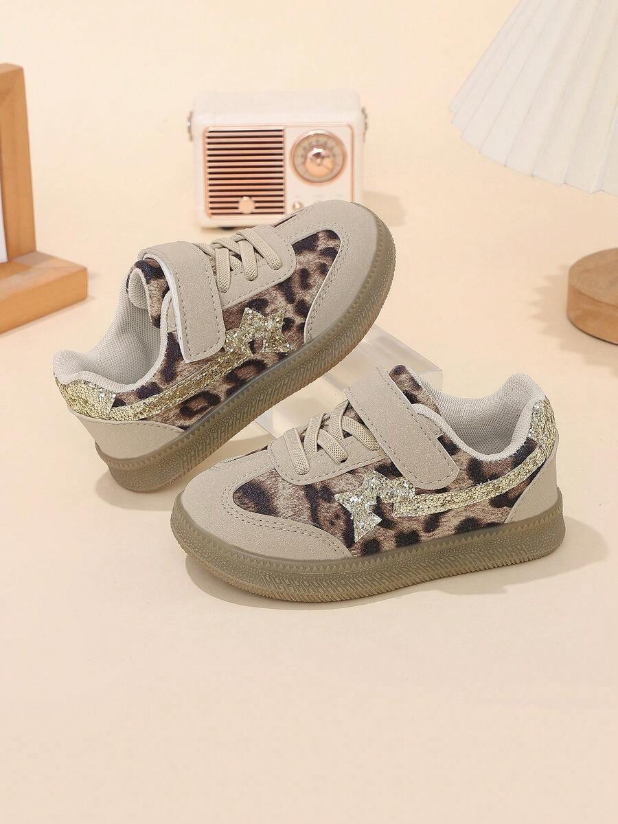 1 Pair Autumn New Girls Leopard Print Training Shoes Soft Sole Boys Sports Shoes - Beige - View 1