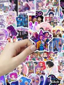K-Pop: Stiker Pemburu Iblis HUNTR/X Stiker Gadis Pemburu Iblis Huntrix Girls Figur Aksi Rumi Kartun Zoey Mira Cocok Untuk Buku Catatan Dan Jurnal PVC Tahan Air - Hitam - View 1