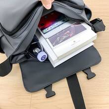 Black Waterproof Flap Men's Messenger Crossbody Bag, Double Buckle Design Multi-Pocket Large Capacity, Adjustable Wide Strap, Business Cargo Style Style Student Commuter Laptop Storage One Shoulder Bag - Multicolor - View 7