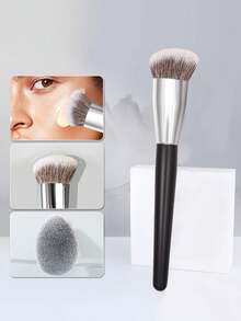 SEPROFE Large Curved Foundation Brush, Teardrop Shape Makeup Brush For Face Contours And Details, Natural 3D Even Finish, Ultra‑Soft Fibers, Premium Texture Handle, Perfect For Liquid And Powder Base Makeup, Professional Cosmetic Application Tool - Black - View 2