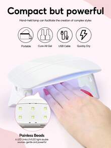 peacecolor Nail Glue Gel Kit 240Pcs Gel Nail Tips With Foldable UV LED Nail Lamp DIY Press-On Nails Manicure Set For Home & Salon Use - Multicolor - View 5