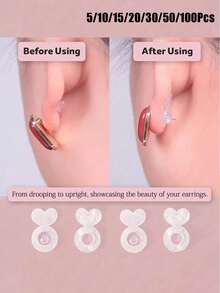 10pcs/15pc/30PCS/50pcs Silicone Earring Backs, Anti-Loss Earring Plugs, Earring Clasps - Multicolor - View 9