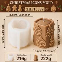 Relief Christmas Tree Pillar Candle Mold 3D Xmas Tree Snowman Gingerbread Man Ornament Pillar Candle Mold For DIY Scented Candles, Soap, Resin Crafts, Holiday Home Decor Gifts - Mold - View 12