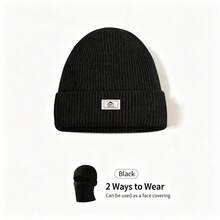 Autumn/Winter Knitted Hat, Windproof & Warm, Solid Color, Casual, 2 Ways To Wear, Suitable For Indoor/Outdoor, One Hat For All Occasions - A - View 8