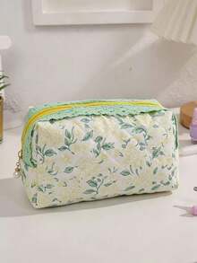 1pc Personalized Bridesmaid Gift Makeup Bag, Personalized Embroidered Floral Lace Makeup Bag, Wedding Return Gift Bride Gift Travel Toiletry Bag, Travel Storage Bag, Handbag - Multicolor - View 9