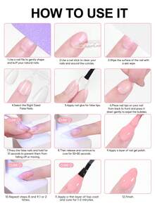 peacecolor Clear Almond Nail Tips Kit, Nail Tips & Nail Glue Gel Set With Mini Portable UV LED Nail Lamp, Base Coat & Top Coat, DIY Nail Extension Manicure For Home Use - Multicolor - View 8