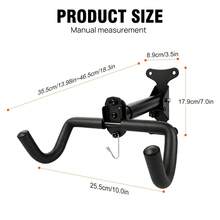 Adjustable Bike Wall Mount, Extendable Arm 22.5-33.5cm, 30kg Load Capacity, 90° Foldable Space-Saving Design, For Mountain Road Folding Bikes, Metal Hook With Soft Padding Frame Protection - Black - View 11