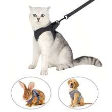 Soft Padded Cat Harness And Leash Set, Comfortable Vest-Style Cat Walking Harness, Suitable For Indoor Cats, Escape-Proof Safety Design, Random Color - Multicolor - View 5