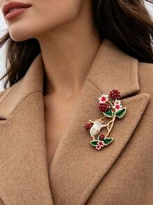 1PC Creative And Cute Little Mouse Brooch Clothing Accessory. Squirrel Steals Fruits. Xiaoqing New Sweater. Anti-Bare Skin Sweater With Chest Pin. - Multicolor - View 2