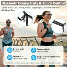 PEJE Kacamata Pintar dengan Kamera, Resolusi Tinggi 8MP, Terjemahan Aplikasi Real-Time, Asisten Suara, Audio Hi-Fi, Kamera Video Portabel, Kacamata Kamera Ultra Jernih, Baterai Tahan Lama 290mAh, Antarmuka USB, Kompatibel dengan iPhone dan Android, Hadiah Natal - View 10