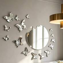 30/16pcs/Set 3D Acrylic Butterfly Wall Stickers, Mirror Waterproof Self-Adhesive Decals, Suitable For Home Daily Decoration, Flat Surfaces, Walls, Study, Living Room, Door Decoration, Irregular Shaped Stickers - Multicolor - View 6