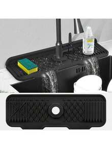 Kitchen Sink Splash Guard Silicone Faucet Mat, 5° Sloped Design For Easy Drainage, 90° Foldable, Suitable For Various Sink Countertops - One Size - View 1