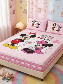 Disney 1件裝迪士尼印花包床單床墊套，秋季床上用品，床墊保護套，柔軟舒適溫馨透氣防皺，可機洗，單人/雙人/加大/特大號，四季通用，不含枕頭與枕套，宿舍床上用品，臥室裝飾 - 彩色 - 查看 1