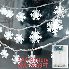 1pc 1.5/3/6m Warm White Christmas String Lights, LED Snowflake Battery Powered, Suitable For Living Room And Other Indoor Home Decor, Christmas, Thanksgiving, New Year Party, Winter And Gatherings (Battery Not Included) - Snowflake - View 17