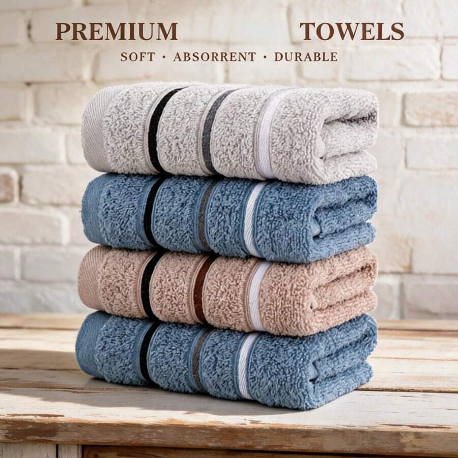 sanrou 2pcs Large Bath Towels, Soft Hand Towels, Lightweight Honeycomb Texture Towels, Suitable For Daily Bathroom Use - Multicolor - View 1