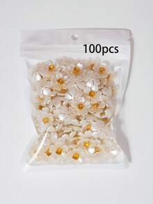 20/50/100pcs/Bag, 15mm Five-Petal Bauhinia Flower, Gold Base Claw Set With Light Yellow Rhinestone Resin Flower, No-Hole Pearl Flower, For Clothing Decoration - Yellow Diamond Bauhinia - View 9