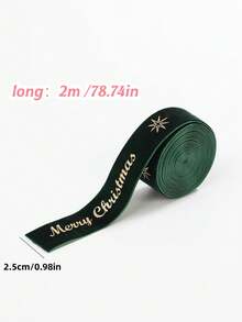 1pc Christmas Velvet Ribbon, Gold Foil Star & Merry Christmas Printed Decorative Ribbon, 2m Roll, 2.5cm/4cm Width, For Gift Wrapping, Christmas Tree, Wreath, Bow Making, Holiday Party Decor - Velvet - View 13
