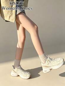 女款復古圓頭綁帶軟底舒適鞋，休閒百搭透氣夏季日常跑步運動鞋，純色 - 卡其色 - 查看 5