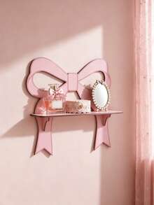 1pc Pink Bow Floating Wall-Mounted Display Shelf, Sweet Girl Style Wall Storage Rack, Girly Bow Outline Hanging Decorative Shelf, Soft Cute Bedroom Vanity Accessory Storage Rack, Adorable Bow Shaped Floating Wall Shelf, Vanity Fragrance Jewelry Display Rack, Macaron Sweet Style Wall Decor Shelf, Bathroom Cosmetic Small Wall Storage Rack, Bow Hanging Display Shelf, Atmospheric Home Decor Floating Wall Shelf, Girls Bedroom Decorative Bow Shaped Hanging Rack, Entryway Mini Decorative Wall Display Storage Rack - Multicolor - View 12
