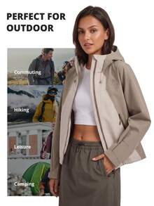 CAMEL CROWN Women's Spring Windproof Jacket, Outdoor Waterproof Breathable Hooded Casual Lightweight Jacket, Suitable For Hiking, Camping, Sports - Light Khaki/ Yellow - View 5