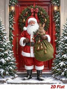 1pc Christmas Door Hanging Flag, Santa Claus Holding Gift Style Door Cover Banner Curtain, Polyester Hanging Backdrop, Photo Booth Prop, Christmas New Year Party Hanging Decoration, Home Decor, Room Decor, Winter Holiday Christmas Door Hanging Decoration, Christmas Gift, Party Gift, 2026 Christmas Decoration, Merry Christmas Door Hanging, Indoor/Outdoor Party Decoration, 2027 New Year Decoration - Santa Claus Holding a Gift - View 7