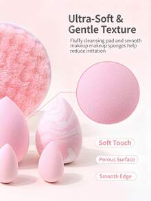 10‑Piece All‑Purpose Makeup Sponge Set, Made Of 1 Reusable Clean Sponge Puff, 4 Standard Makeup Sponges And 5 Mini Makeup Sponges - Pink - View 5